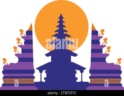 ulum danu and pura luhur lempuyang temples vector isolated Stock Vector