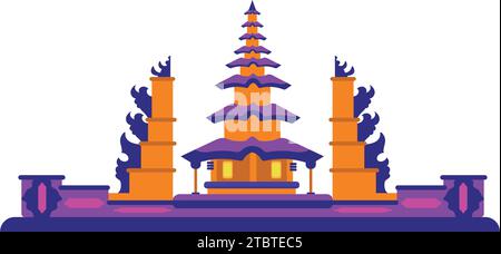ulum danu and pura luhur lempuyang temples illustration vector Stock Vector