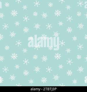 Winter seamless pattern with snowflakes falling, with changeable background color. Vector flat illustration Stock Vector