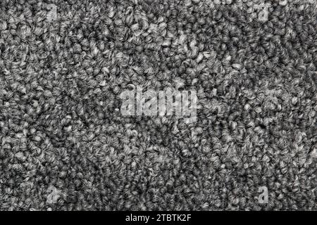 Dark gray color two tone swatch section of carpet sample, closeup directly above full frame image. Stock Photo