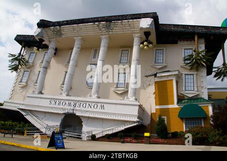 Upside Down Architecture at Wonderworks, Playful Tourist Attraction in Tennessee Stock Photo