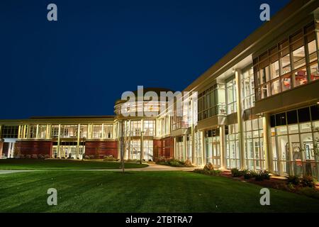 Mfu Building Twilight Glow on Modern Educational Building in Fort Wayne, Indiana ...