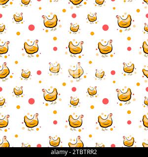 Seamless texture with chickens on white background Stock Vector