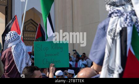 Doha, Qatar- December 9,2023- solidarity protest in qatar to express support for the residents of Gaza. Stock Photo