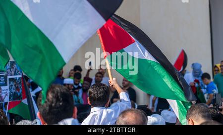 Doha, Qatar- December 9,2023- solidarity protest in qatar to express support for the residents of Gaza. Stock Photo