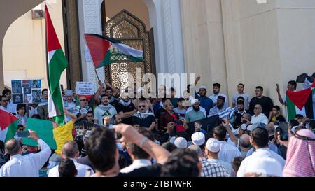 Doha, Qatar- December 9,2023- solidarity protest in qatar to express support for the residents of Gaza. Stock Photo