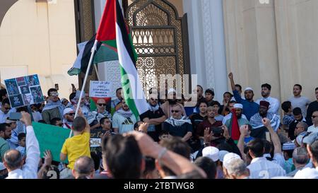 Doha, Qatar- December 9,2023- solidarity protest in qatar to express support for the residents of Gaza. Stock Photo