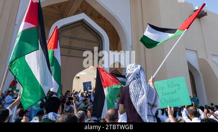 Doha, Qatar- December 9,2023- solidarity protest in qatar to express support for the residents of Gaza. Stock Photo