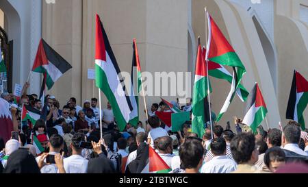 Doha, Qatar- December 9,2023- solidarity protest in qatar to express support for the residents of Gaza. Stock Photo