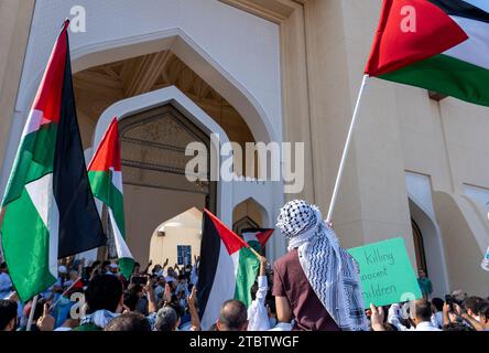 Doha, Qatar- December 9,2023- solidarity protest in qatar to express support for the residents of Gaza. Stock Photo