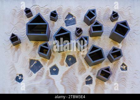 Aerial View of Abstract Hexagonal Structures on Textured Surface Stock Photo