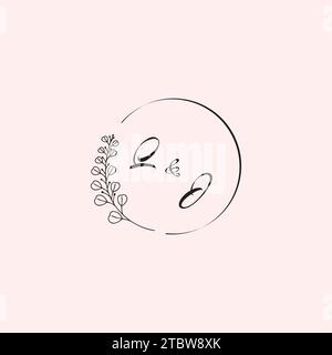 JQ wedding logo letters in high quality professional design that will print well across any print media Stock Vector