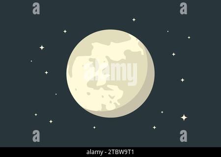Full moon with stars in outer space background Stock Vector