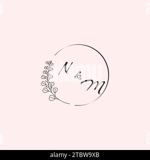 MN wedding logo letters in high quality professional design that will print well across any print media Stock Vector