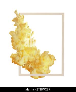 Splash of yellow ink and frame on white background Stock Photo