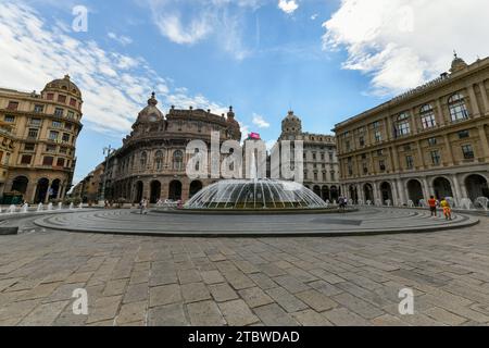 Genoa, Italy - Jul 29, 2022: Piazza De Ferrari main square in Genoa, Italy. Stock Photo