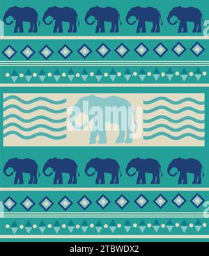 aso oke fabric with elephants vector isolated Stock Vector