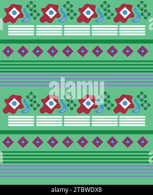 aso oke fabric with flowers vector isolated Stock Vector