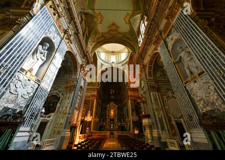 Genoa, Italy - Jul 29, 2022: Baroque church Chiesa dei Santi Vittore e Carlo. Stock Photo