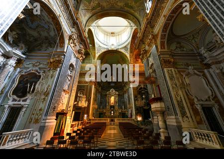 Genoa, Italy - Jul 29, 2022: Baroque church Chiesa dei Santi Vittore e Carlo. Stock Photo