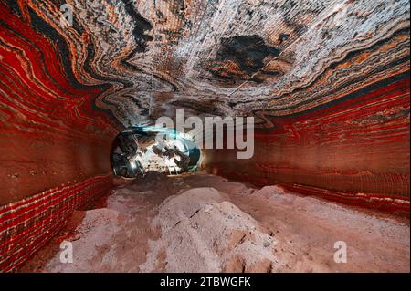 Mining machine with different saws in mineral quarry Stock Photo