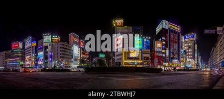 A panorama picture of the area around the Ikebukuro Station (Tokyo), at night Stock Photo