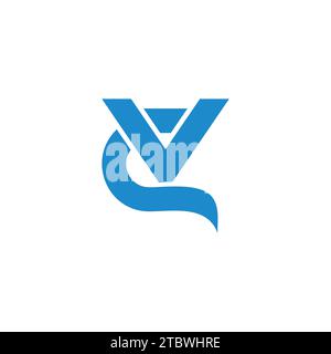 letter cv linked geometric curves logo vector Stock Vector