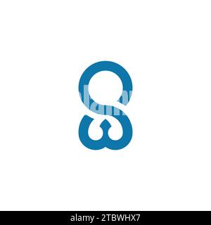 letter sw blue shape loop logo vector Stock Vector