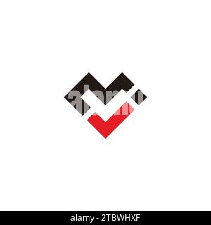 letter mj check mark simple geometric logo vector Stock Vector