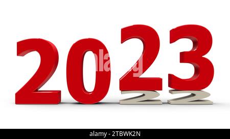 2022-2023 change represents the new year 2023, three-dimensional rendering, 3D illustration Stock Photo