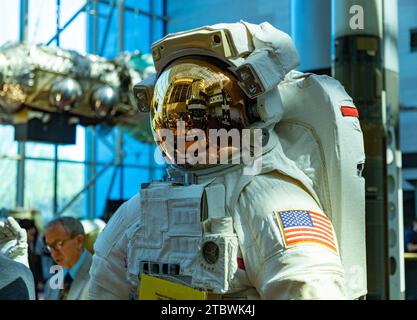 A picture of an astronaut suit as seen inside the Smithsonian National Air and Space Museum Stock Photo