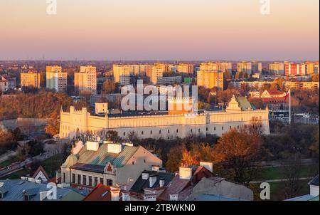 A picture of the Lublin Castle at sunset as seen from a vantage point Stock Photo