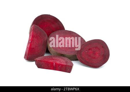 Slices of fresh beetroot isolated on white background Stock Photo