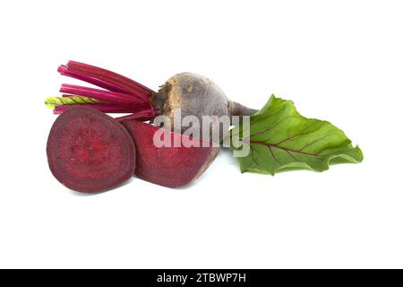 Sliced and whole fresh beet, beetroot isolated on white background Stock Photo