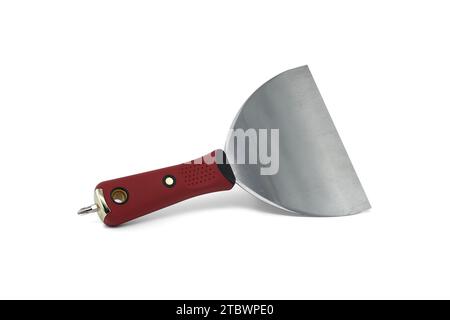 Rust resistant putty filler knife with exchangeable bit isolated on white background, drywall decorators knife Stock Photo