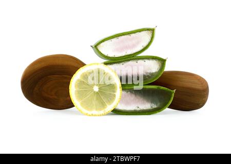Fresh celery stalks with leaves isolated on white background Stock Photo
