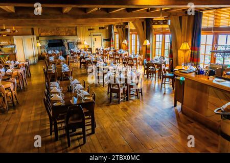 Cascade Dining Room in Timberline Lodge on Mt. Hood, Mt. Hood National Forest, Oregon, USA Stock Photo