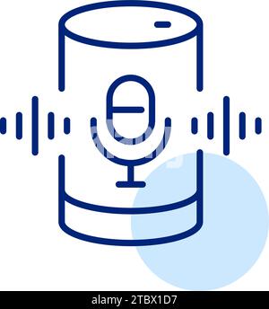 Smart speaker with voice recognition technology. Pixel perfect, editable stroke icon Stock Vector