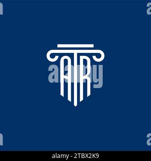 AR initial logo monogram with simple pillar icon design Stock Vector