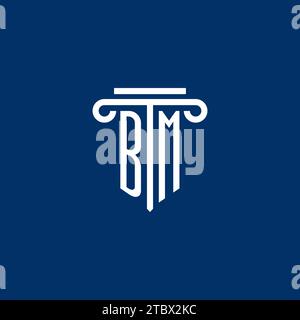 BM initial logo monogram with simple pillar icon design Stock Vector