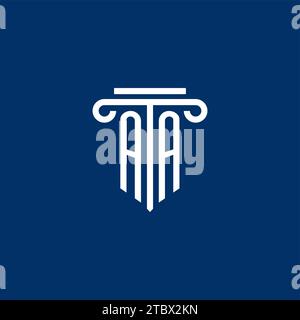 AA initial logo monogram with simple pillar icon design Stock Vector