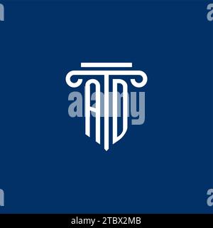 AD initial logo monogram with simple pillar icon design Stock Vector
