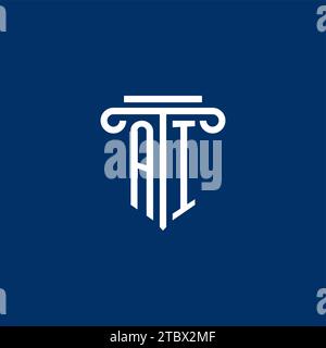 AI initial logo monogram with simple pillar icon design Stock Vector