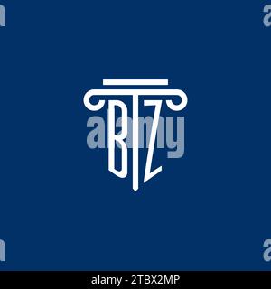 BZ initial logo monogram with simple pillar icon design Stock Vector