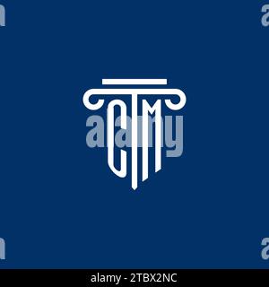 CM initial logo monogram with simple pillar icon design Stock Vector