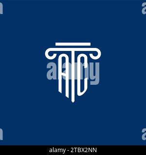 AC initial logo monogram with simple pillar icon design Stock Vector