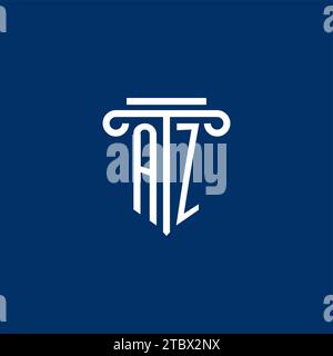 AZ initial logo monogram with simple pillar icon design Stock Vector
