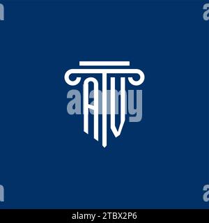 AV initial logo monogram with simple pillar icon design Stock Vector