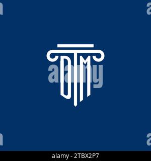 DM initial logo monogram with simple pillar icon design Stock Vector