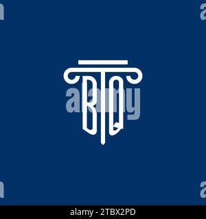 BQ initial logo monogram with simple pillar icon design Stock Vector